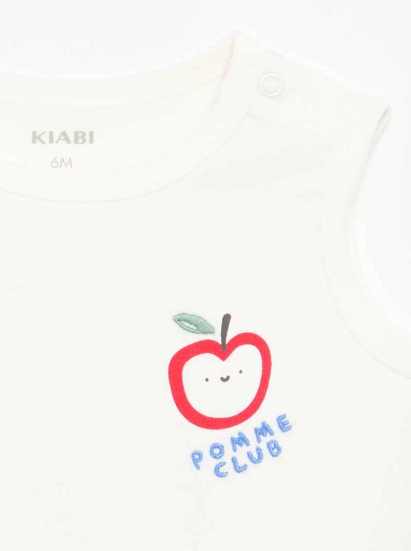 Camiseta sin mangas con parche en el pecho Blanco - Kiabi