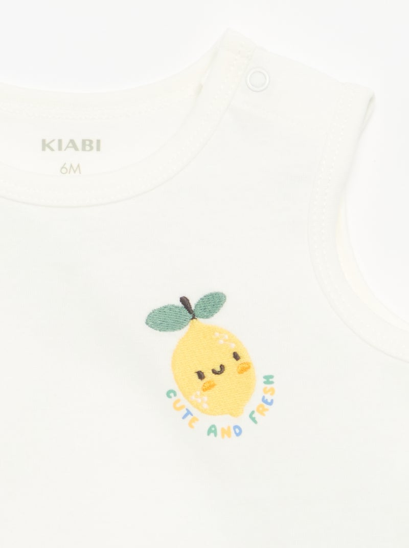 Camiseta sin mangas con parche en el pecho Blanco - Kiabi