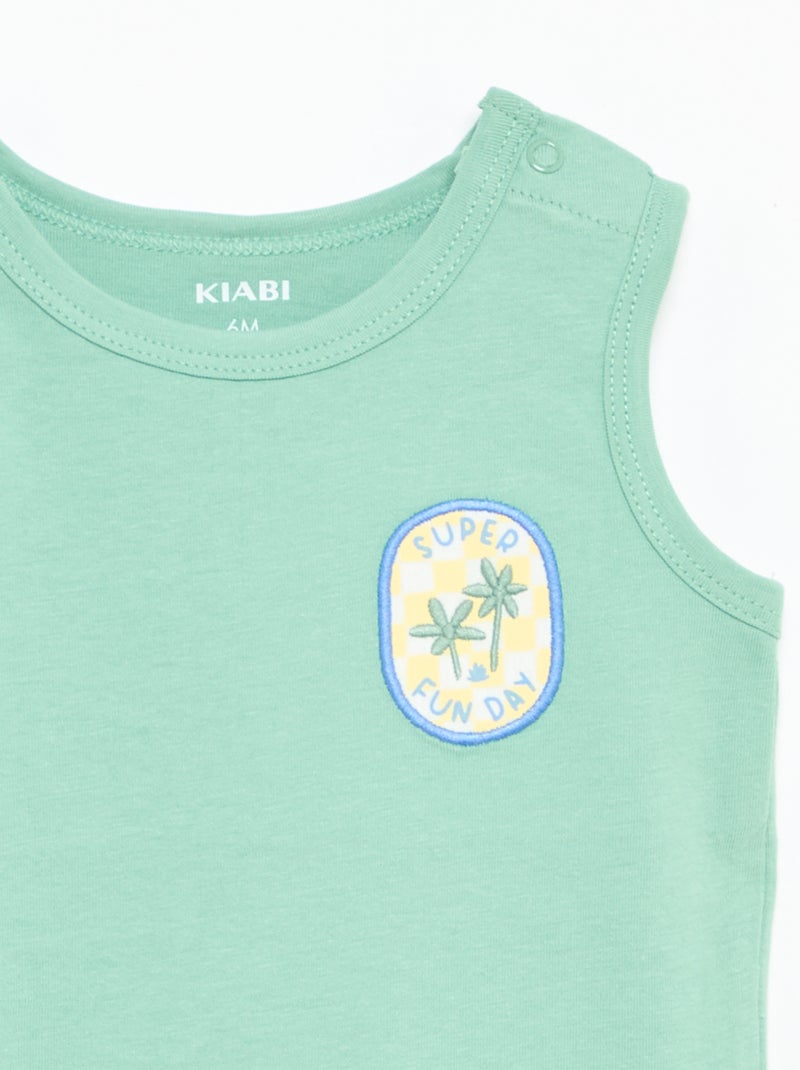 Camiseta sin mangas con parche en el pecho Verde - Kiabi