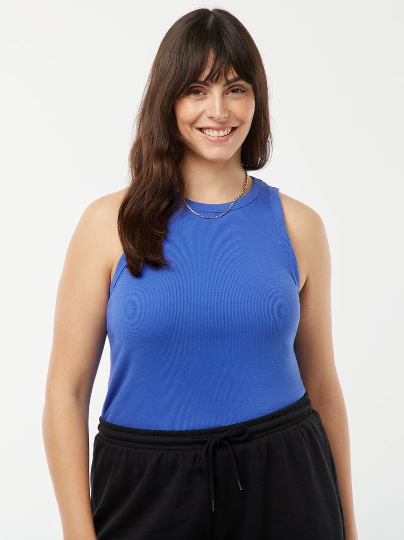 Camiseta sin mangas con sisas americanas azul - Kiabi
