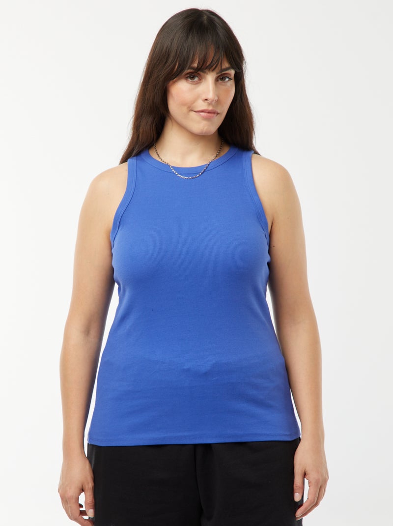 Camiseta sin mangas con sisas americanas azul - Kiabi