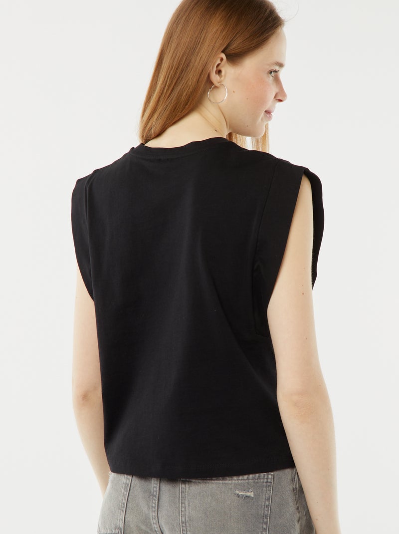 Camiseta sin mangas con sisas con tachuelas negro - Kiabi