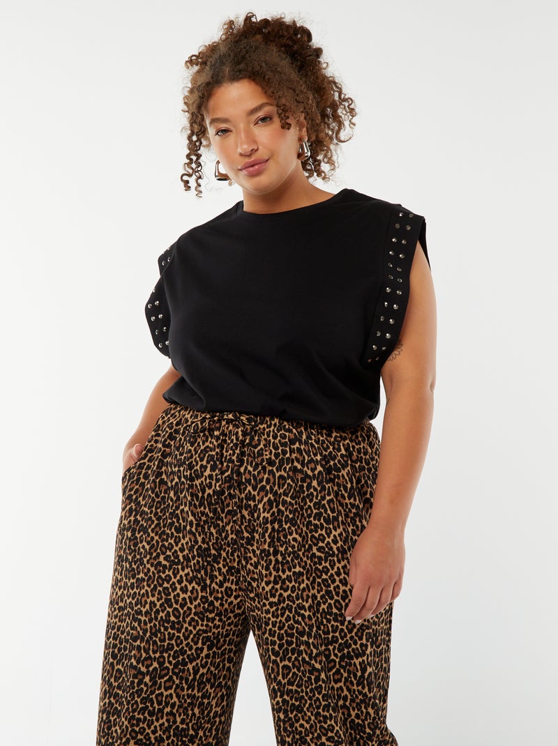 Camiseta sin mangas con sisas con tachuelas negro - Kiabi