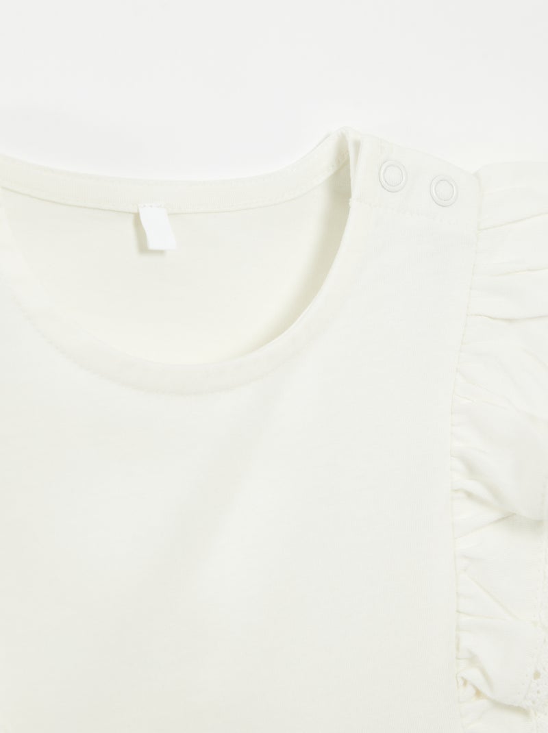 Camiseta sin mangas con volantes - colección fácil de poner BLANCO - Kiabi