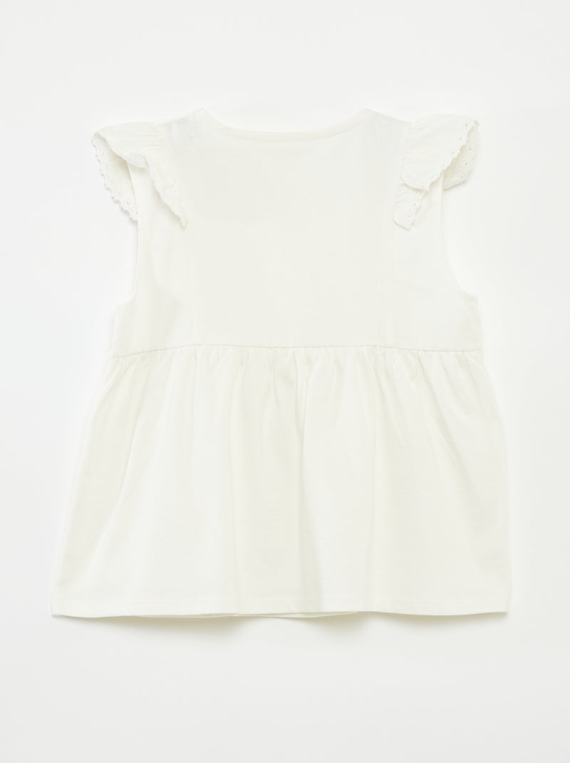 Camiseta sin mangas con volantes - colección fácil de poner BLANCO - Kiabi