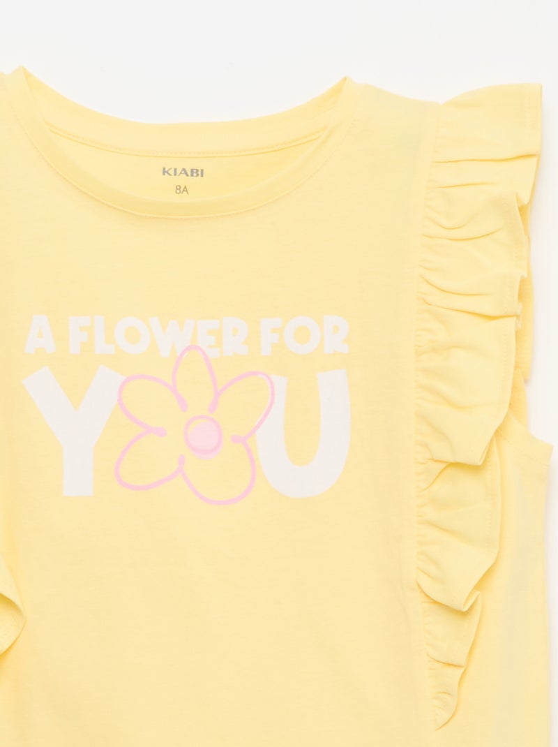 Camiseta sin mangas con volantes Amarillo - Kiabi