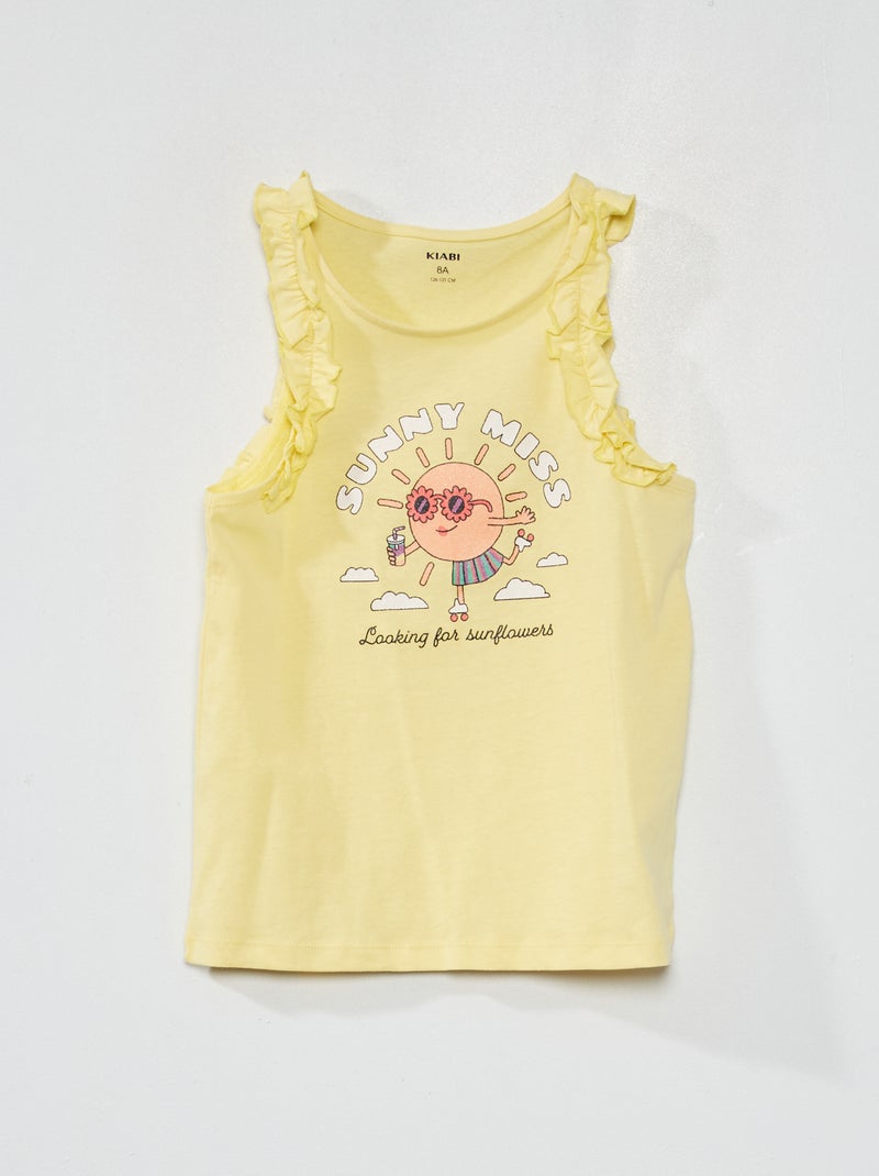 Camiseta sin mangas con volantes AMARILLO - Kiabi
