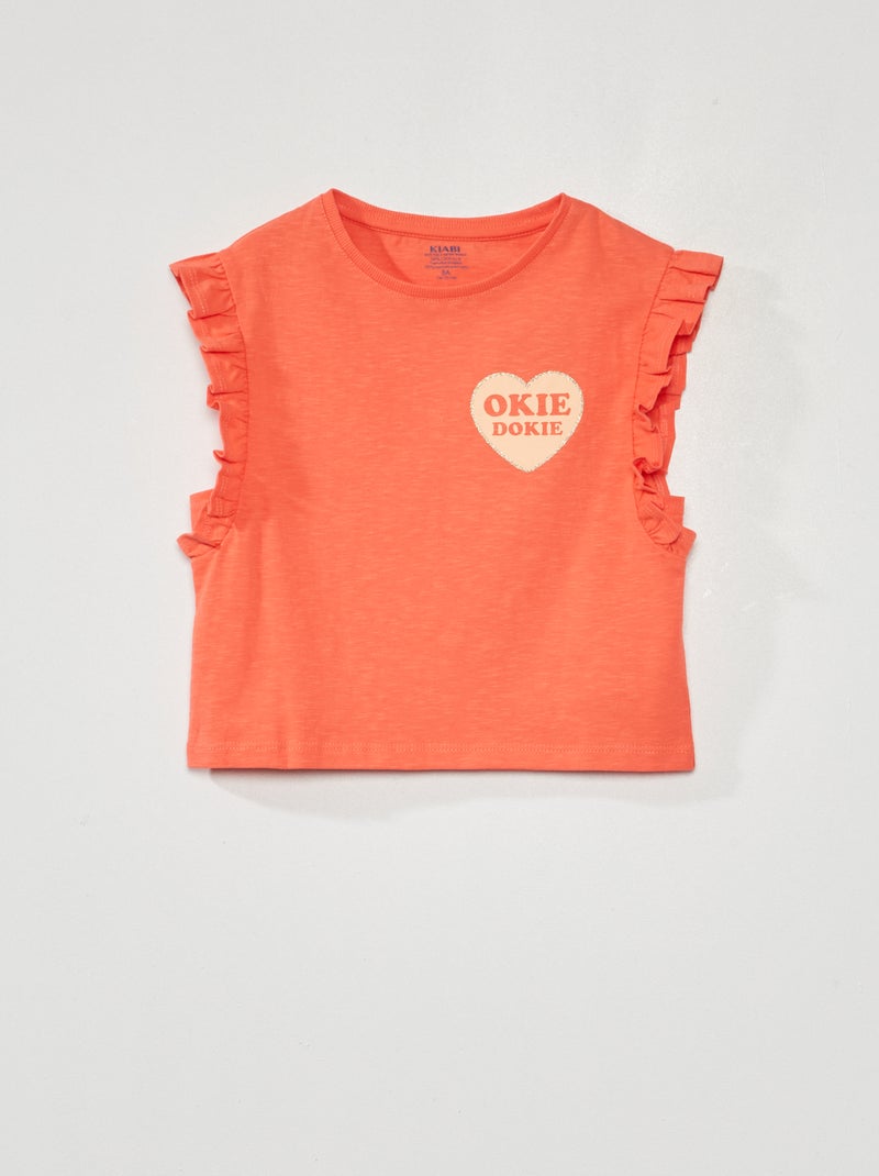 Camiseta sin mangas con volantes BLANCO - Kiabi