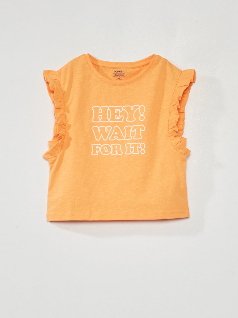 Camiseta sin mangas con volantes BLANCO - Kiabi