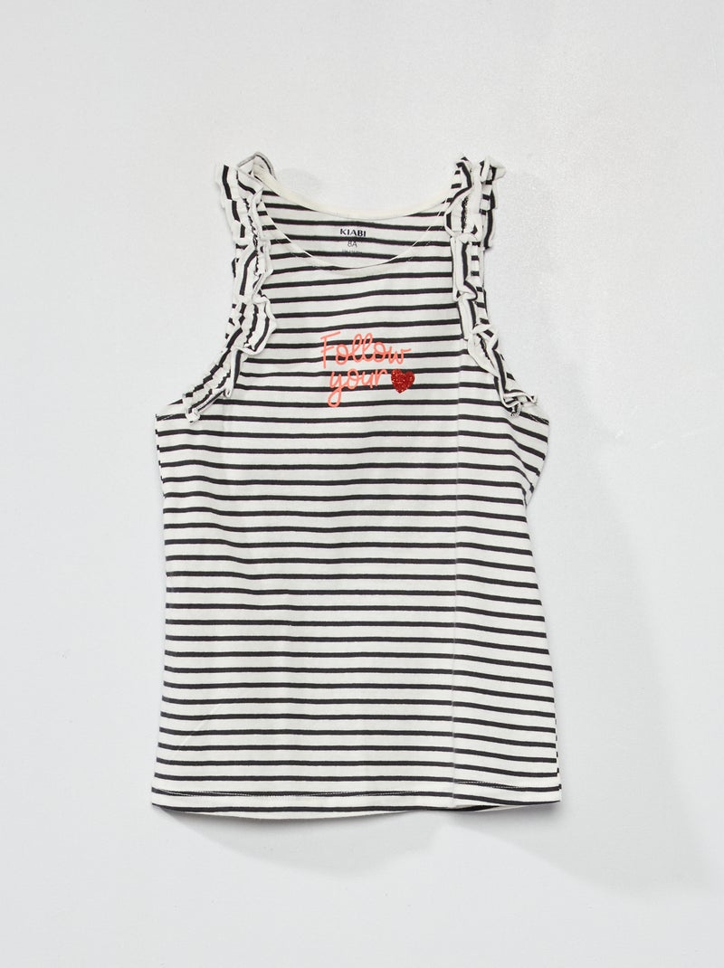 Camiseta sin mangas con volantes BLANCO - Kiabi