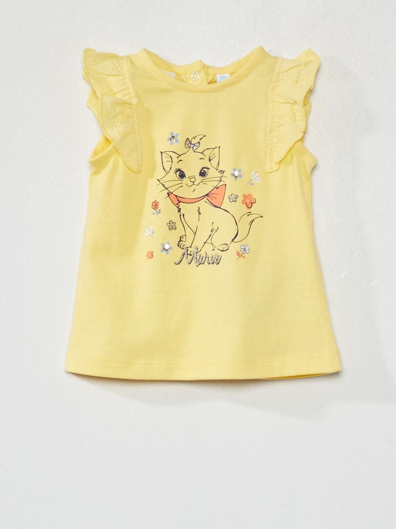 Camiseta sin mangas con volantes estampada 'Marie' amarillo - Kiabi