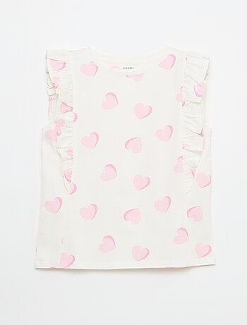 Camiseta sin mangas con volantes