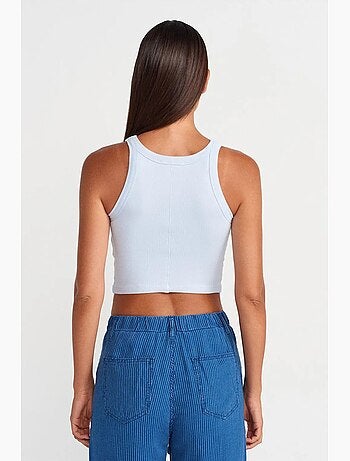 Camiseta sin mangas corta canalé mezcla de algodón dilvin