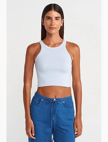 Camiseta sin mangas corta canalé mezcla de algodón dilvin