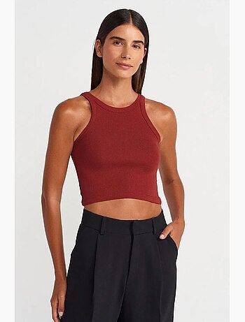 Camiseta sin mangas corta canalé mezcla de algodón dilvin