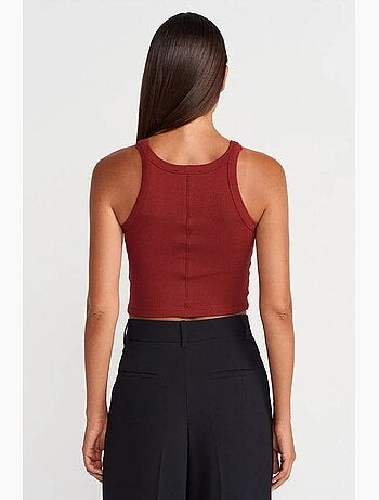 Camiseta sin mangas corta canalé mezcla de algodón dilvin