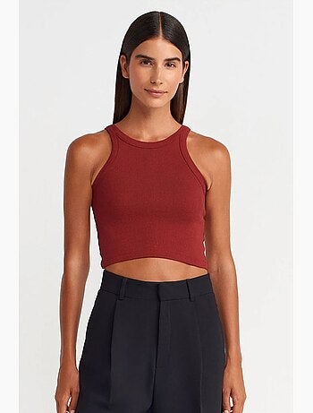Camiseta sin mangas corta canalé mezcla de algodón dilvin