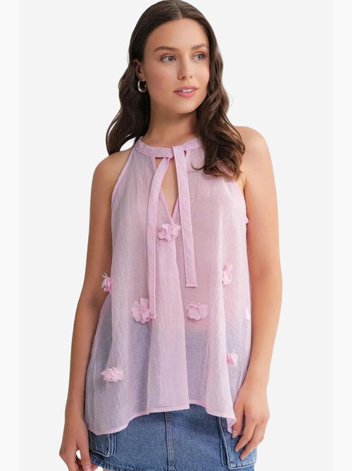 Camiseta sin mangas cuello v con lazada y volantes mixray - Kiabi