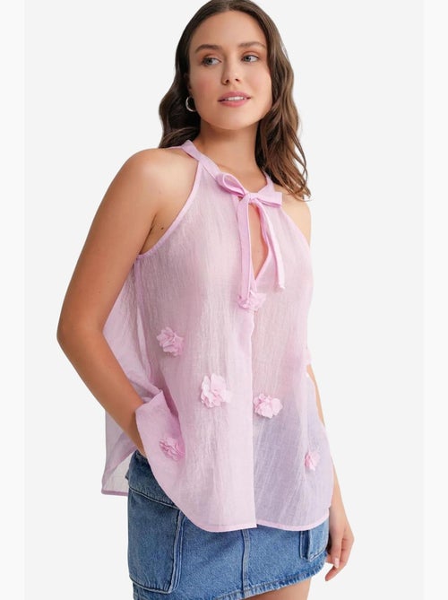 Camiseta sin mangas cuello v con lazada y volantes mixray - Kiabi