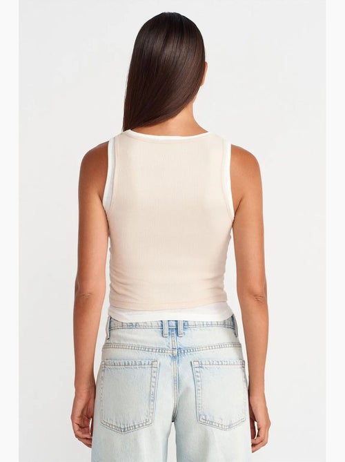 Camiseta sin mangas de algodón acanalada con botones dilvin - Kiabi