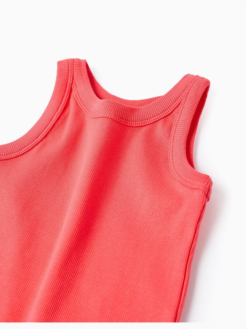 Camiseta sin mangas de algodón acanalado Rosa - Kiabi