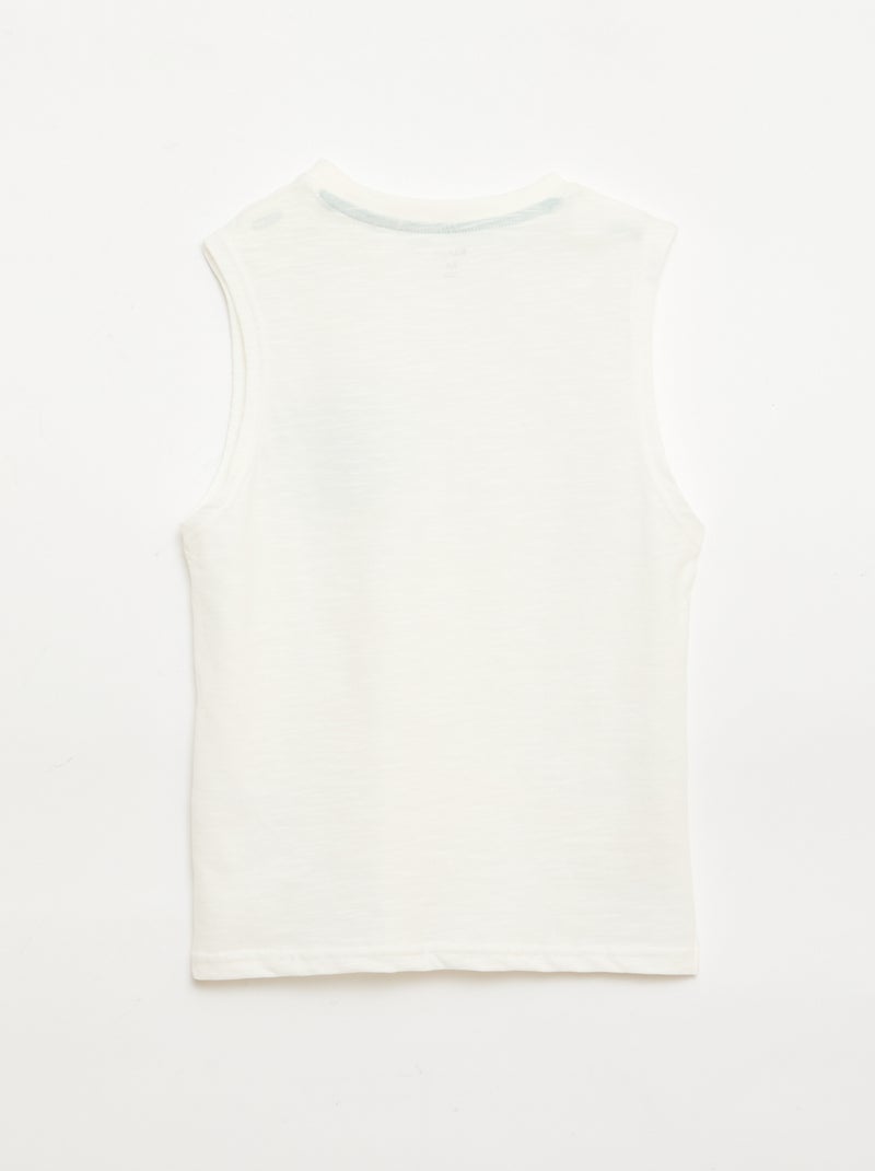 Camiseta sin mangas de algodón con estampado Blanco - Kiabi
