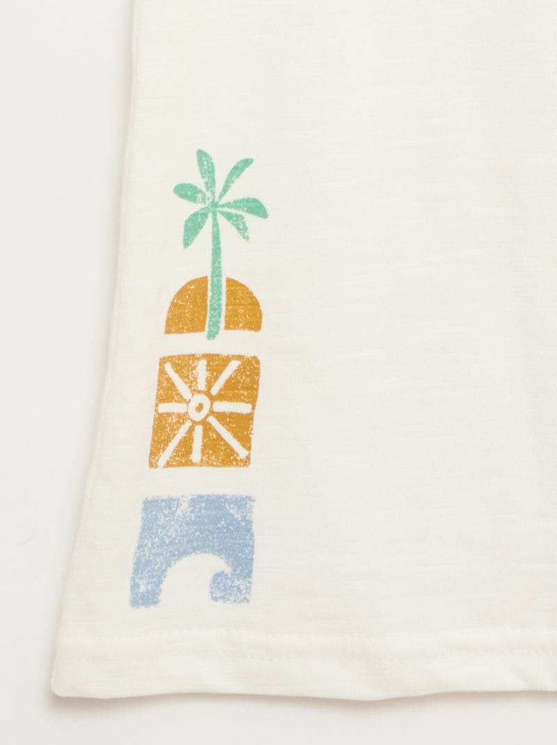 Camiseta sin mangas de algodón con estampado Blanco - Kiabi