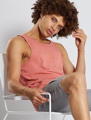 camiseta tirantes rosa hombre