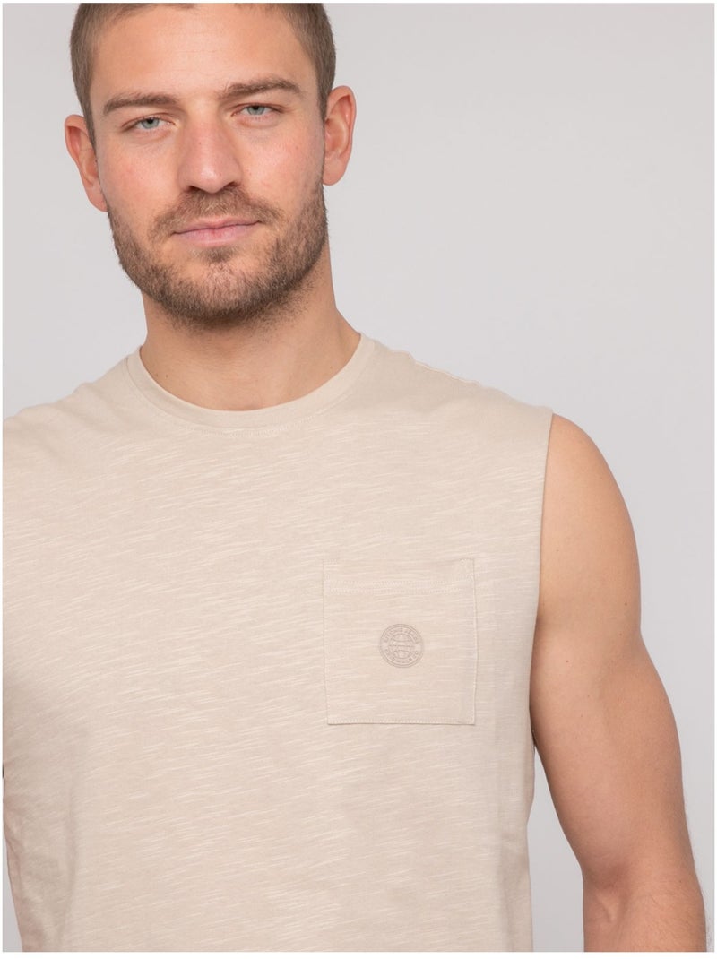 Camiseta sin mangas de algodón NEGABINO Beige - Kiabi