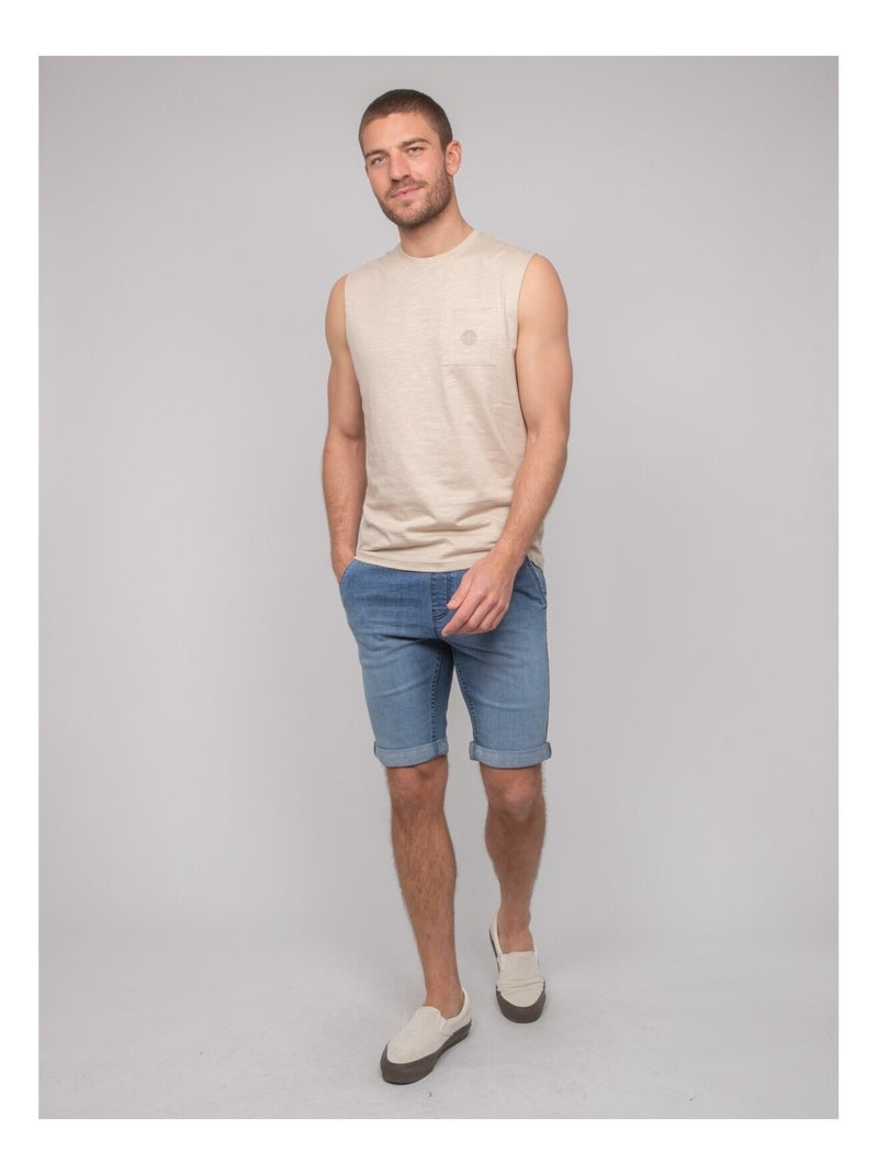 Camiseta sin mangas de algodón NEGABINO Beige - Kiabi