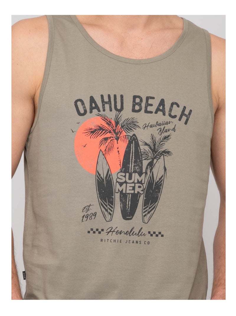 Camiseta sin mangas de algodón NINATION Caqui - Kiabi