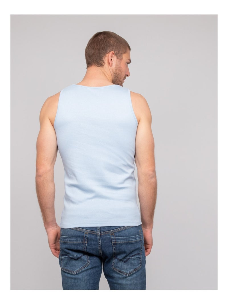Camiseta sin mangas de algodón puro WILL III Azul cielo - Kiabi