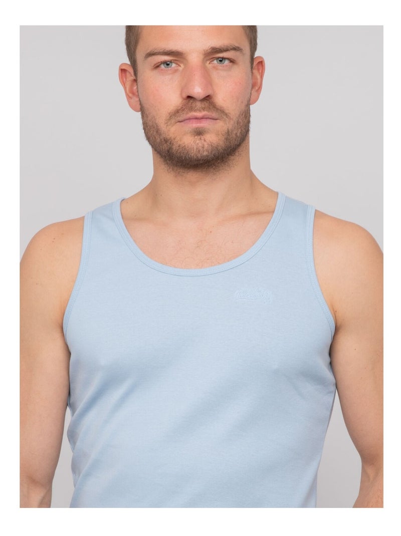 Camiseta sin mangas de algodón puro WILL III Azul cielo - Kiabi