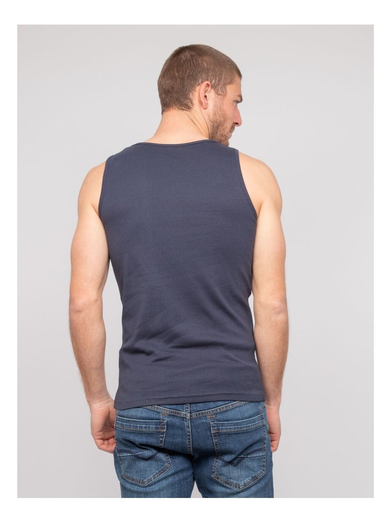 Camiseta sin mangas de algodón puro WILL III Azul marino - Kiabi