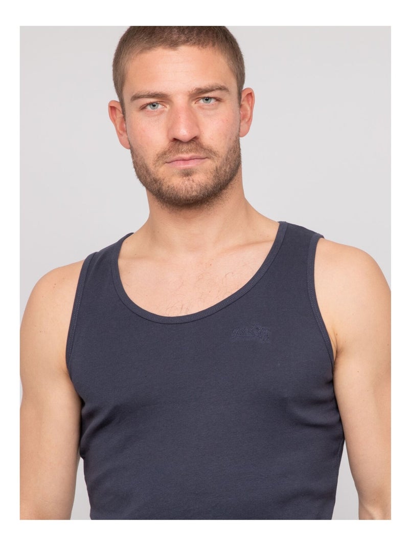 Camiseta sin mangas de algodón puro WILL III Azul marino - Kiabi