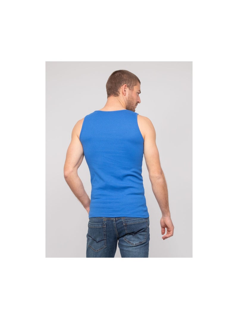 Camiseta sin mangas de algodón puro WILL III Azul real - Kiabi