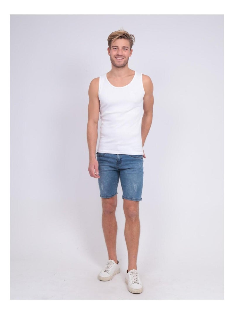 Camiseta sin mangas de algodón puro WILL III Blanco - Kiabi