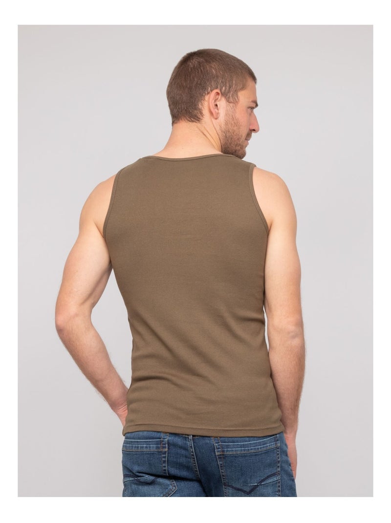Camiseta sin mangas de algodón puro WILL III Caqui - Kiabi