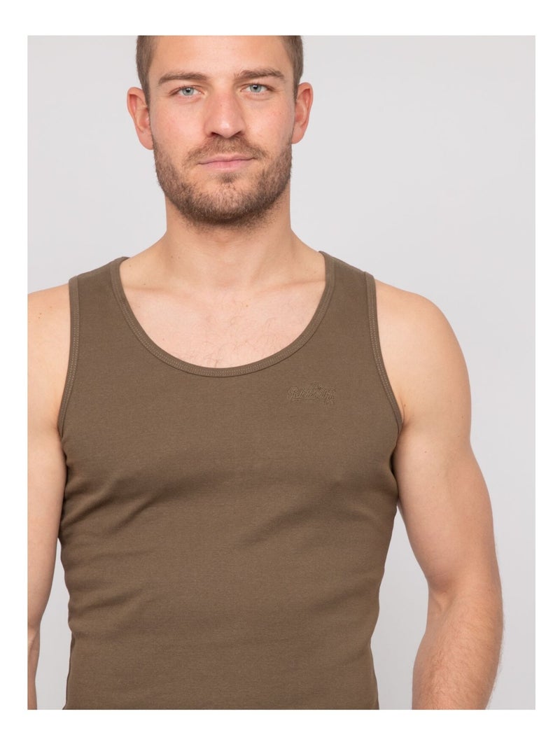 Camiseta sin mangas de algodón puro WILL III Caqui - Kiabi