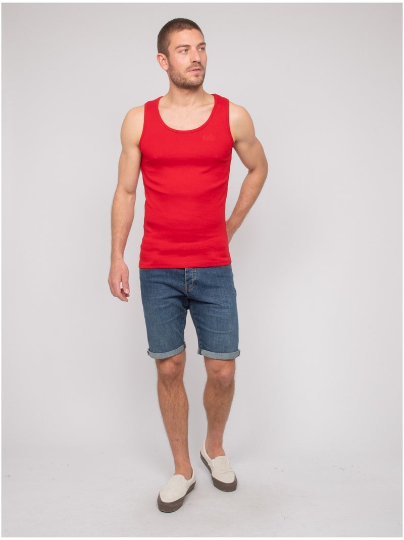 Camiseta sin mangas de algodón puro WILL III Rojo - Kiabi