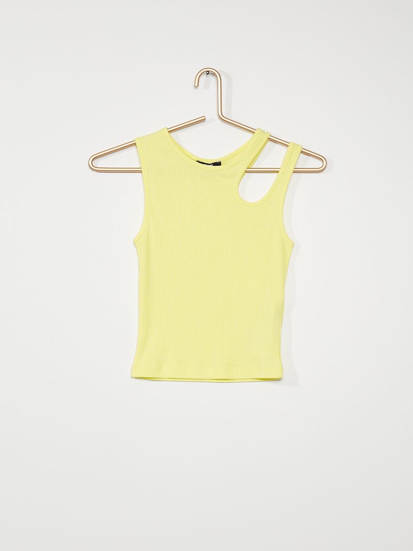 Camiseta sin mangas de canalé amarillo - Kiabi
