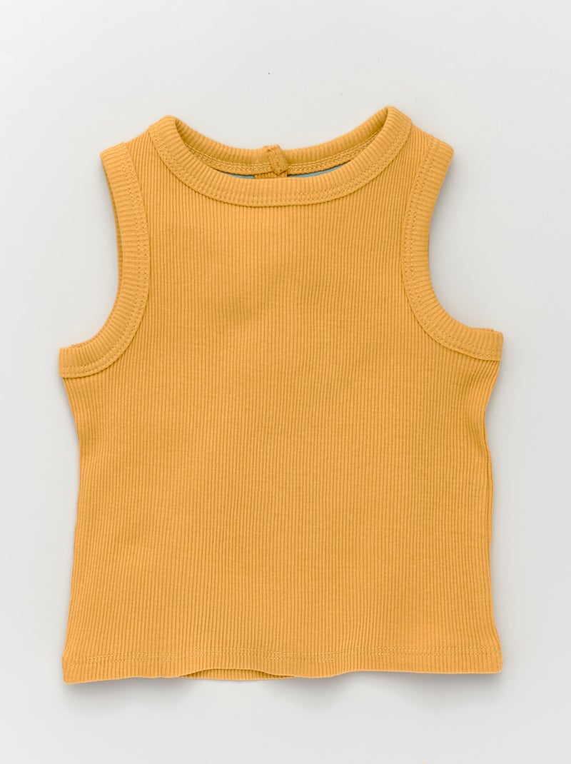 Camiseta sin mangas de canalé amarillo - Kiabi