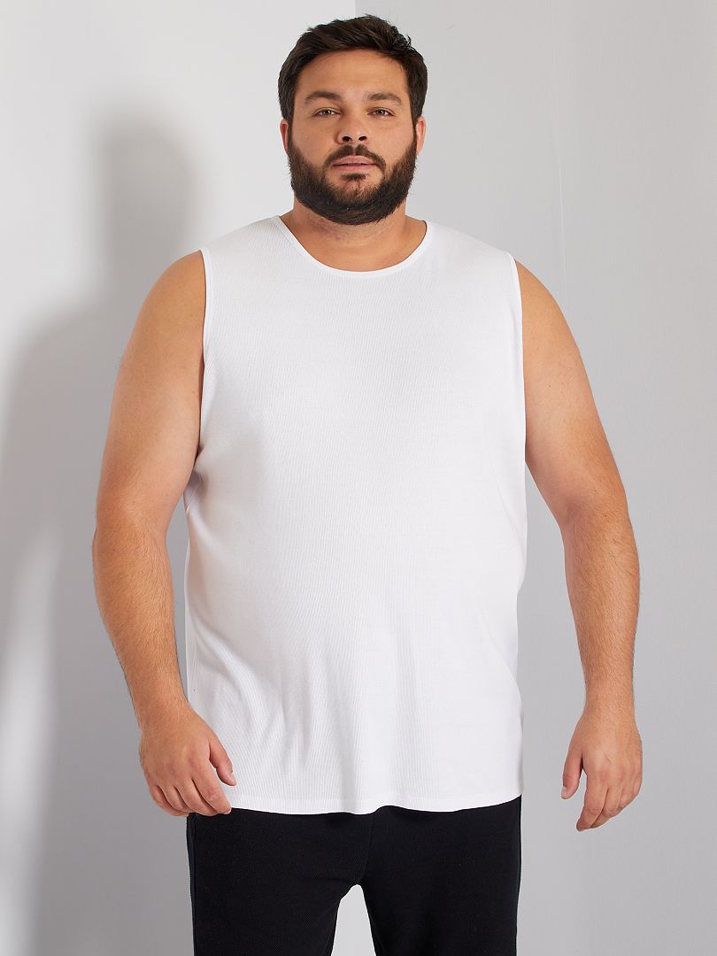 Camiseta sin mangas de canalé - blanco - - 6.00€