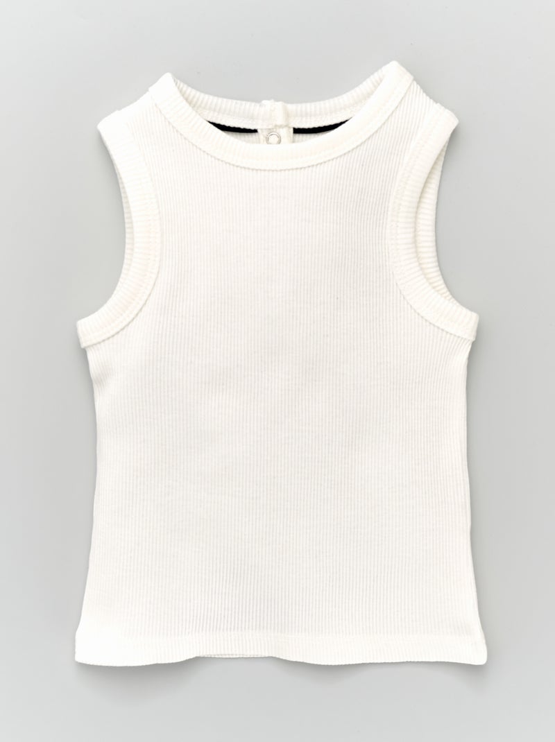 Camiseta sin mangas de canalé Blanco - Kiabi