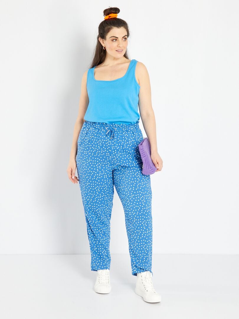 Camiseta sin mangas de canalé con cuello redondo azul - Kiabi