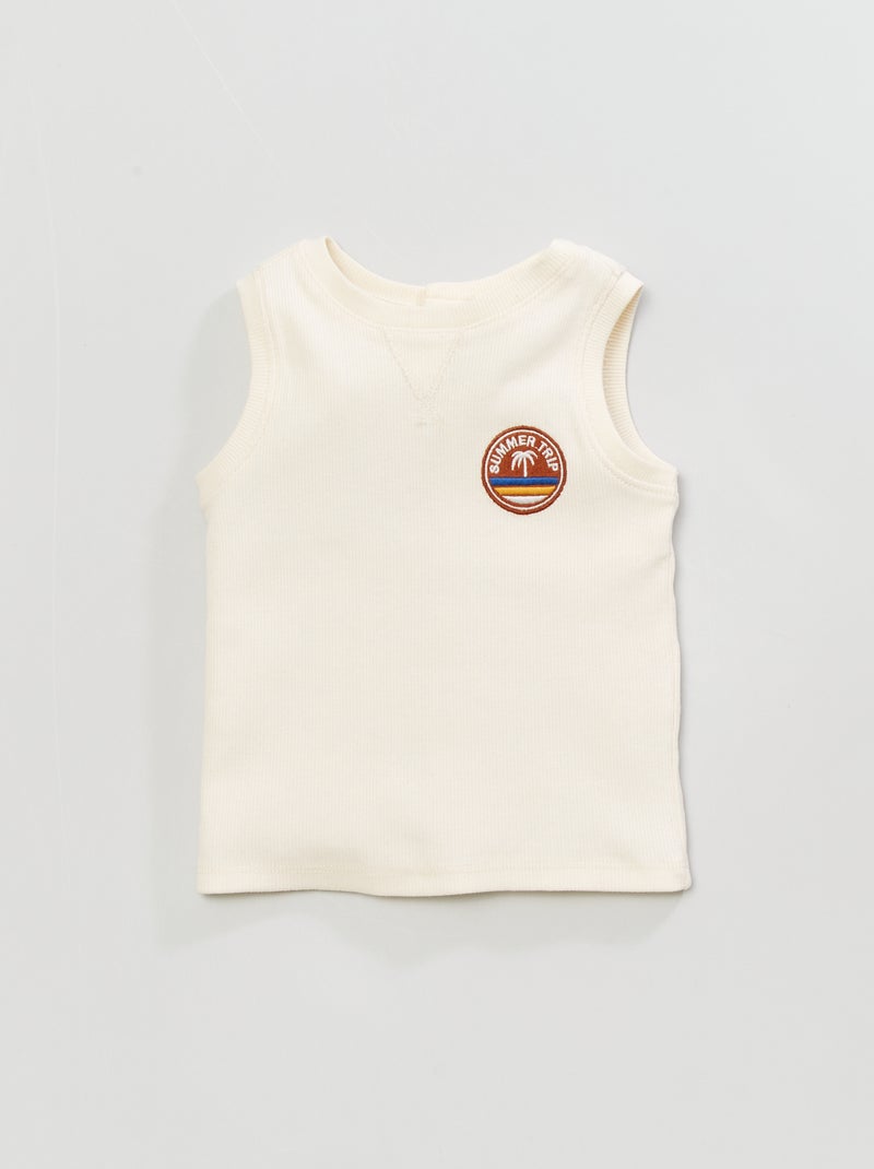 Camiseta sin mangas de canalé con cuello redondo MARRON - Kiabi