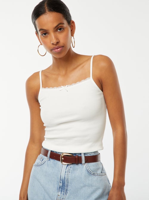 Camiseta sin mangas de canalé crop top - Kiabi