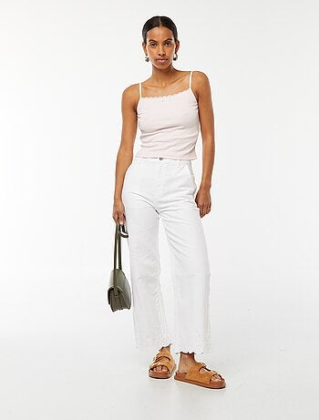 Camiseta sin mangas de canalé crop top