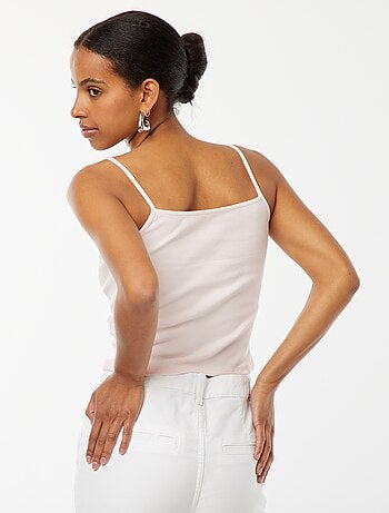 Camiseta sin mangas de canalé crop top