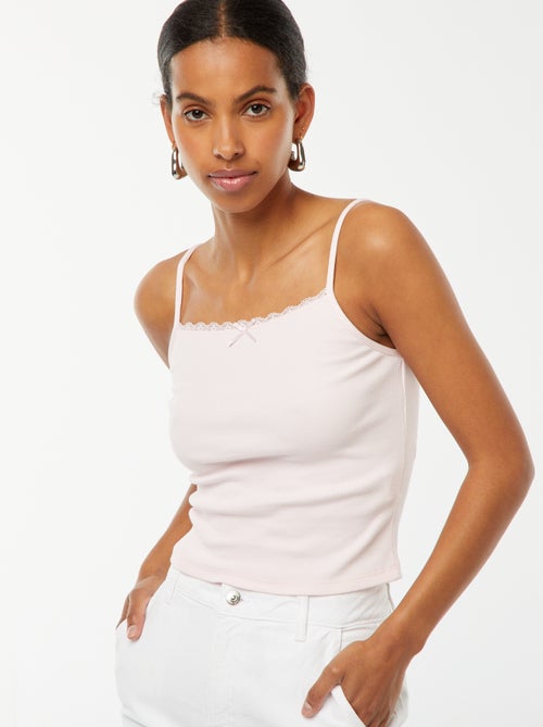 Camiseta sin mangas de canalé crop top - Kiabi
